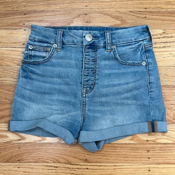 American Eagle Ne(x)t Level Stretch button fly denim shorts size 0 - Picture 1 of 4
